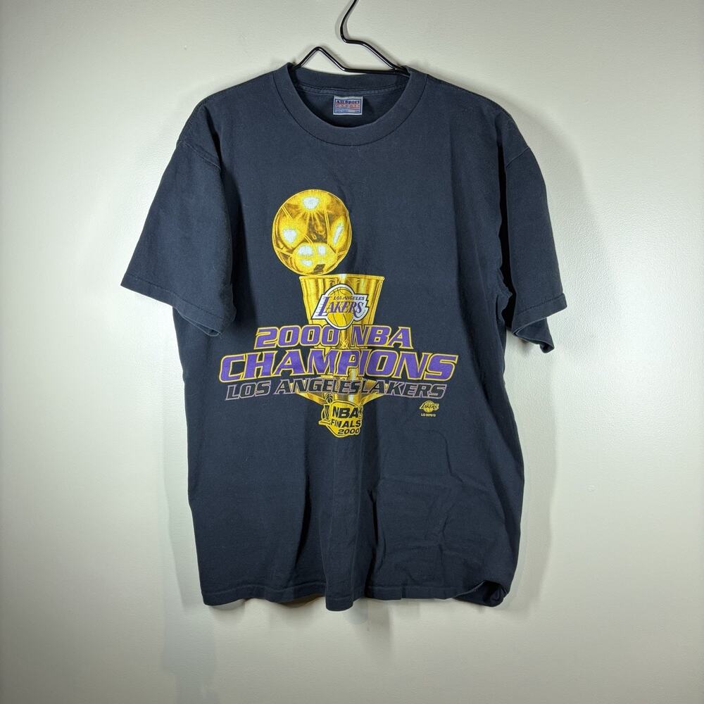 Vintage 2000 NBA Champions LA Los Angeles Lakers Kobe Shaq Black Shirt SZ: L